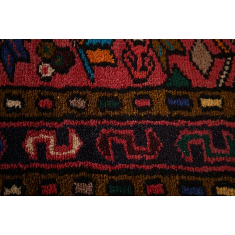 Tribal Gharajeh Persian Runner Rug Handmade Red Wool Carpet - 2'4"x 11'1"