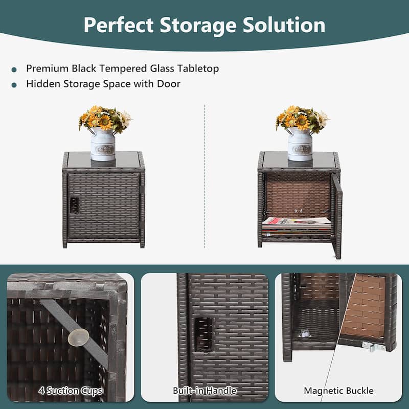Costway 5PCS Patio Rattan Furniture Set Ottoman Cushioned W/Cover - See Details