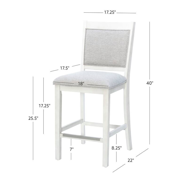 Mckee White Upholstered 25-Inch Counter Stool (Set of 2)