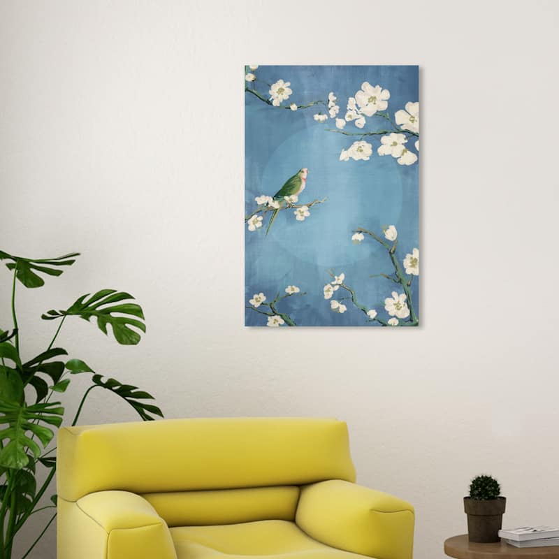 Wynwood Studio Canvas Animals Wake up Singing Blue and Modern & Contemporary Wall Art Canvas Print - Blue, White - 30 x 20
