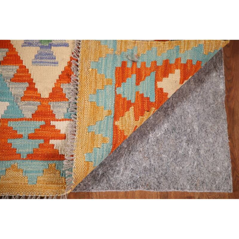 Southwestern Kilim Oriental Area Rug Flatweave Wool Carpet - 3'2"x 5'0"