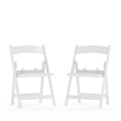 2 Pack Kids White Resin Folding Chair with Vinyl Padded Seat - 12.25"D x 13.25"W x 21"H