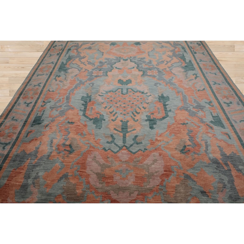 9x12 Hand Knotted Wool Aqua Tibetan Modern Plush Pile Cameron Rug - 9' x 12'