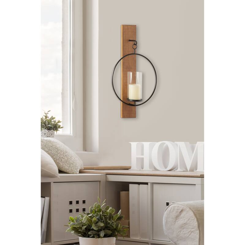 Kate and Laurel Maxfield Wood and Metal Wall Sconce - 13x24