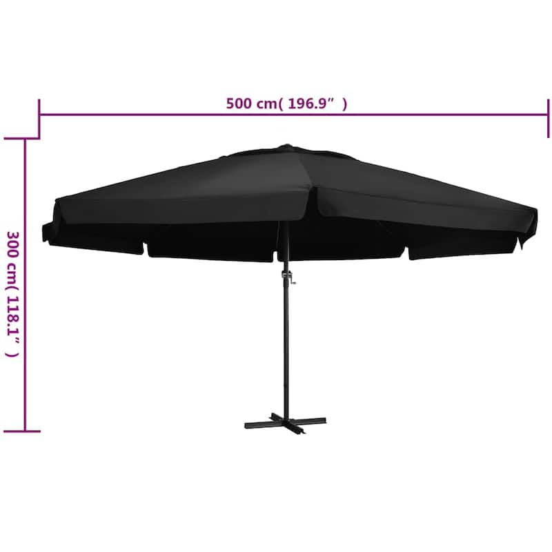 vidaXL Outdoor Parasol with Aluminum Pole 196.9" Black