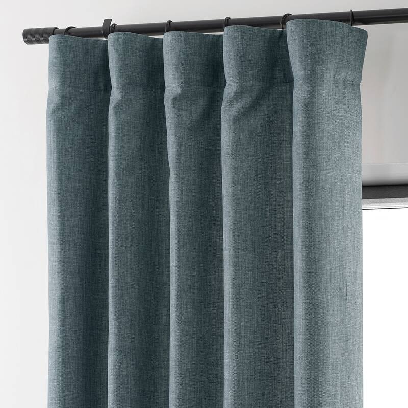 Exclusive Fabrics Italian Faux Linen Room Darkening Curtains (1 Panel) - Sophisticated Drapery for Versatile Décor