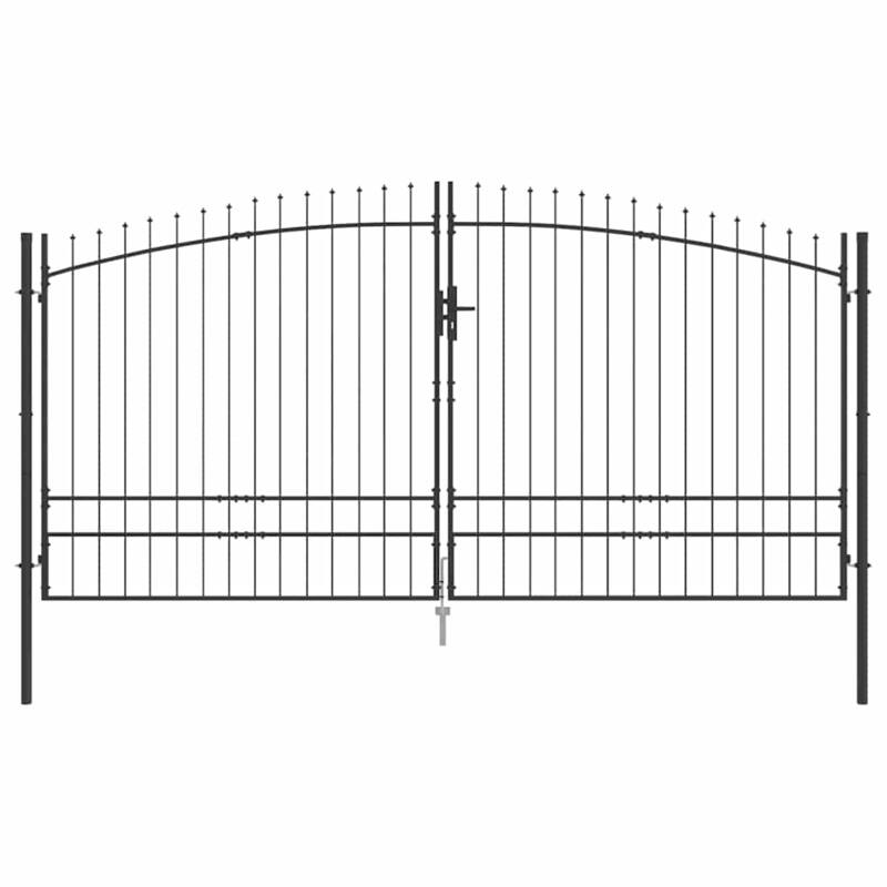vidaXL Double Gate with Lock Grey 400 x 199.5 cm Steel