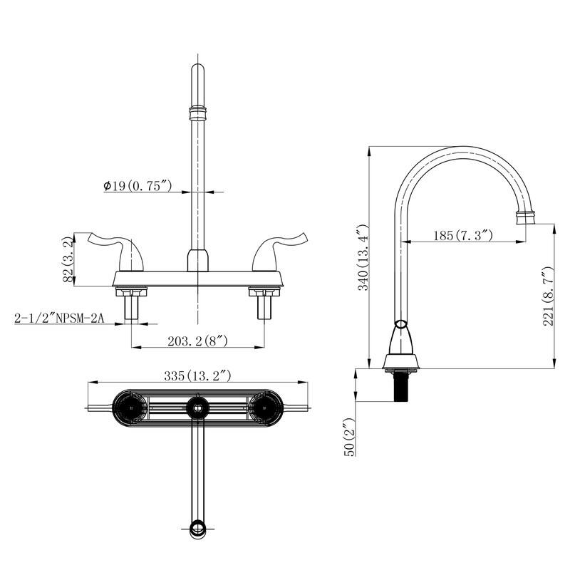 2 Handle Bathroom Sink Faucet Centerset with Pop-up Drain Stopper