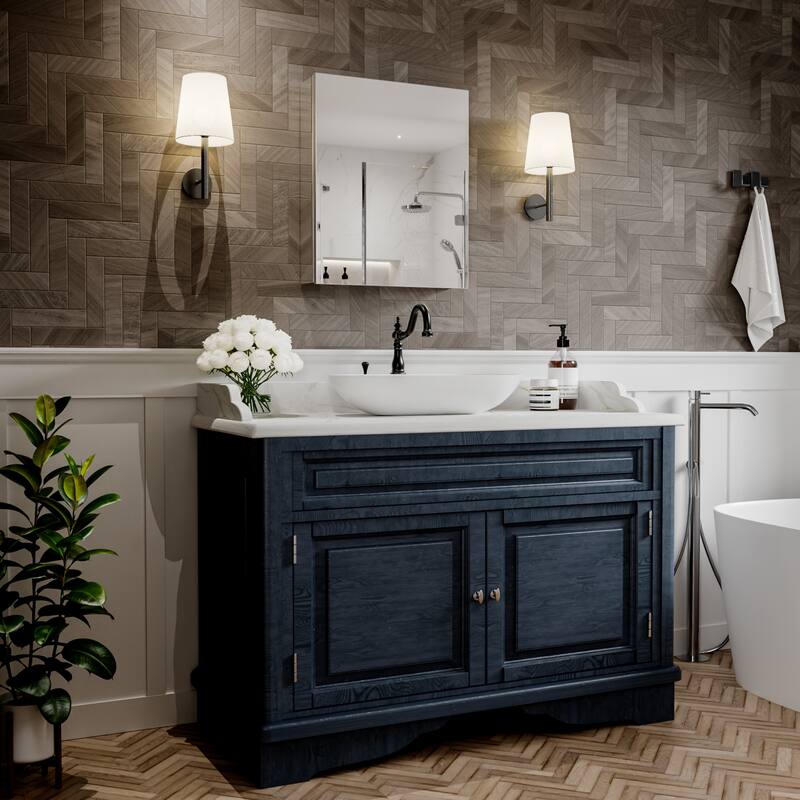 Modland Single Door Bathroom Medicine Cabinet with Mirror Adjustable Shelves,Recessed or Surface Mount