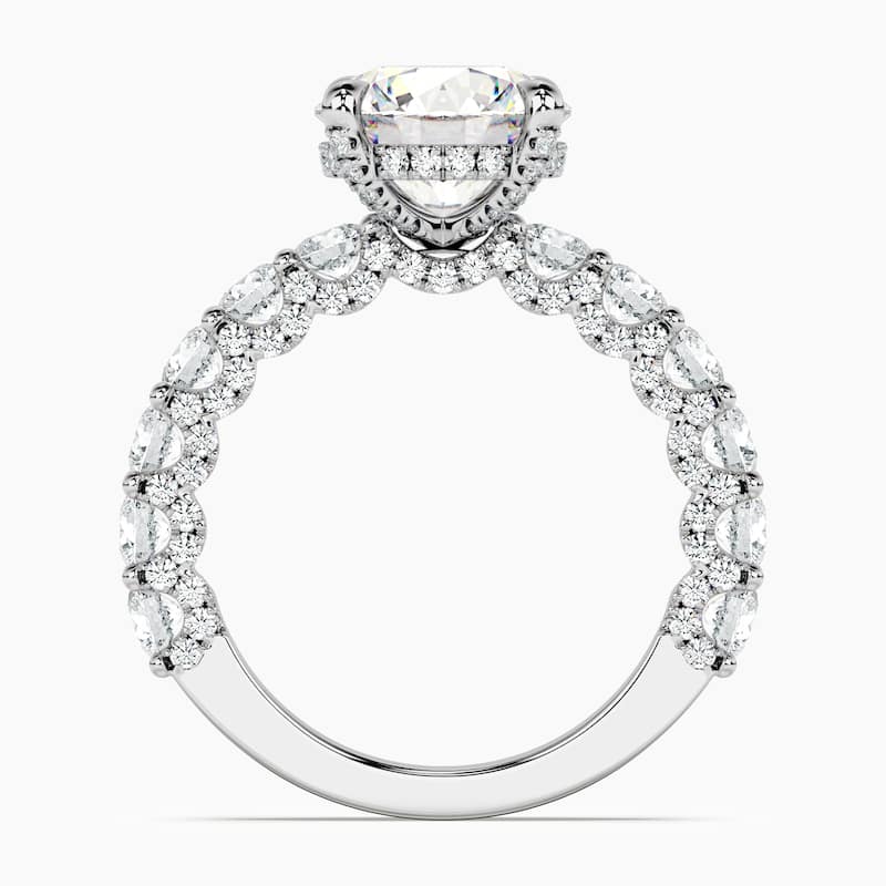 Auriya 14kt White Gold Lab Grown Round Diamond Engagement Ring with Round Crescent (F-G, VS)