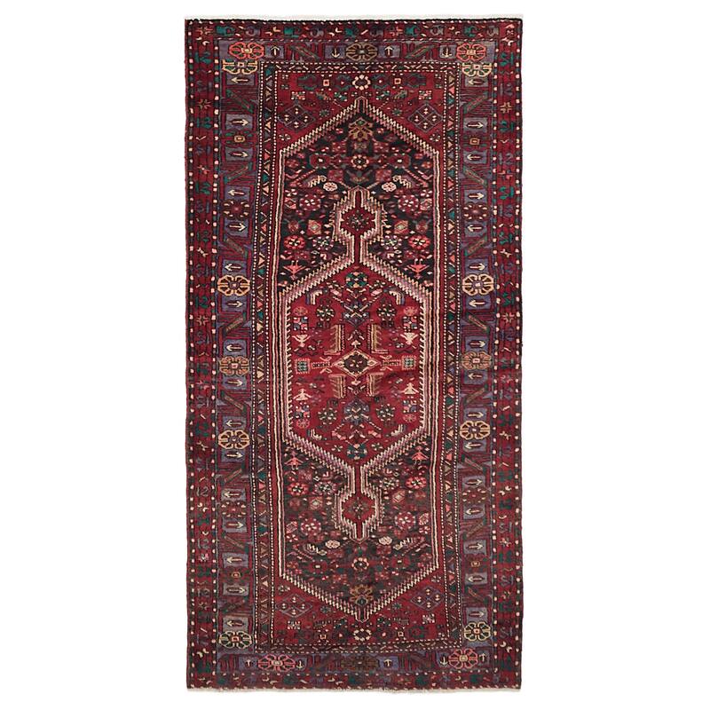 ECARPETGALLERY Hand-knotted Anadol Black, Red Wool Rug - 4'4 x 9'3