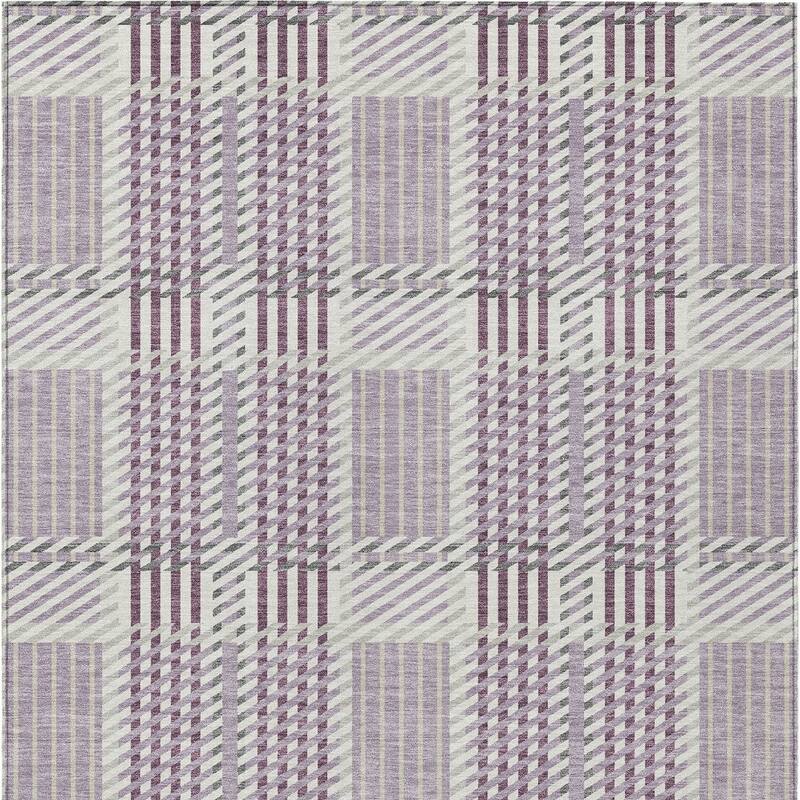 HomeRoots Plaid Transitional Rectangle Outdoor Rug