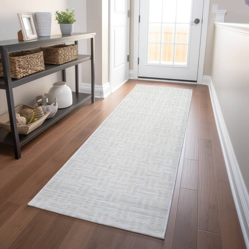 Machine Washable Indoor/ Outdoor Chantille Contempory Crosshatch Rug