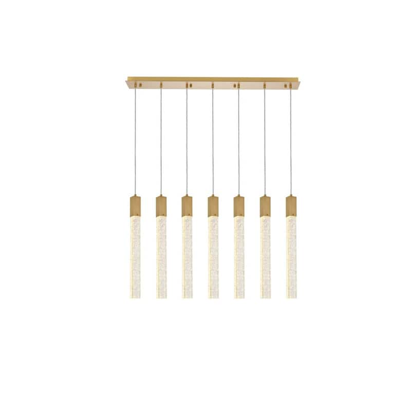 Modern Pendant Light - 7 Light Satin Gold Ceiling Fixture - Home Decor - Semi Flush Mount - 24"H - 144