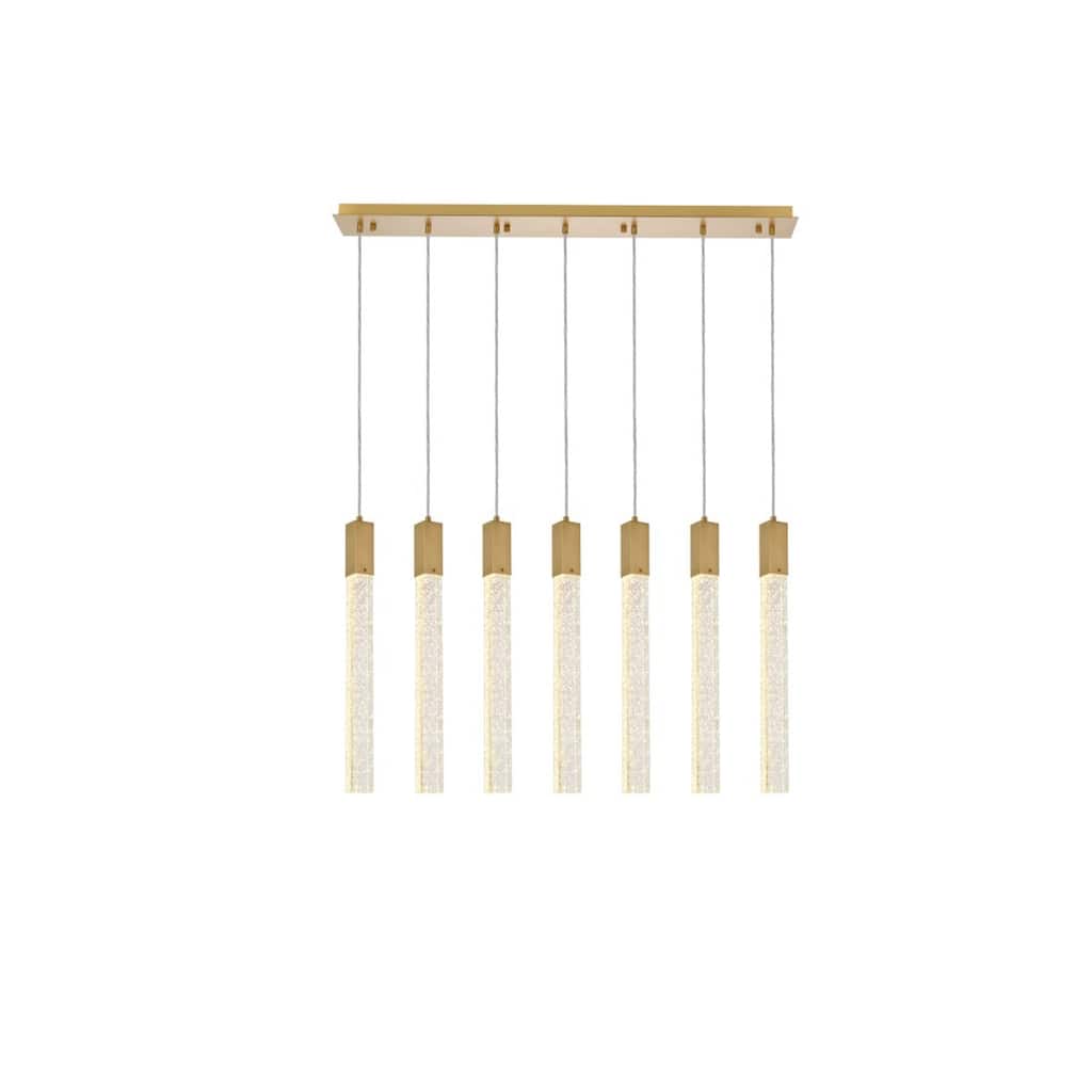 Modern Pendant Light - 7 Light Satin Gold Ceiling Fixture - Home Decor - Semi Flush Mount - 24"H - 144