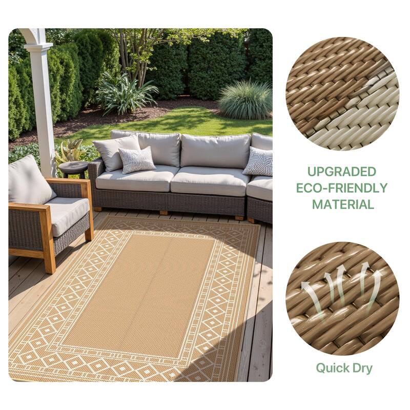 Mcow Geometric Frame Collection Waterproof Outdoor Area Rug