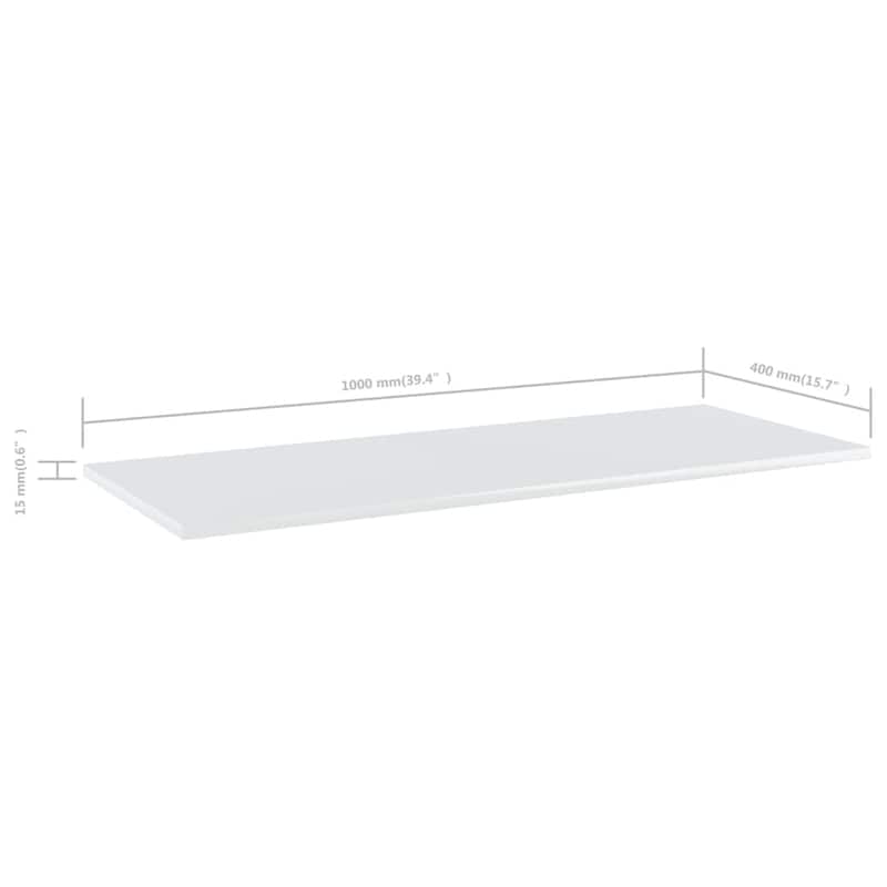 vidaXL Bookshelf Boards 4 pcs High Gloss White 39.4"x15.7"x0.6" Chipboard