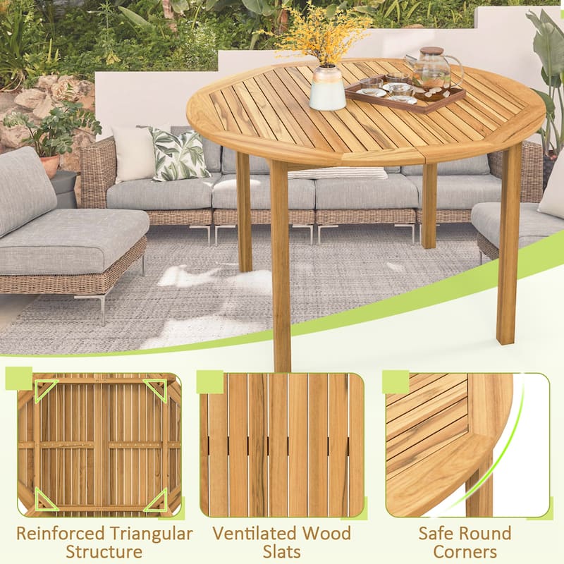 Outdoor Patio Dining Table Acacia Wood Round Bistro Table