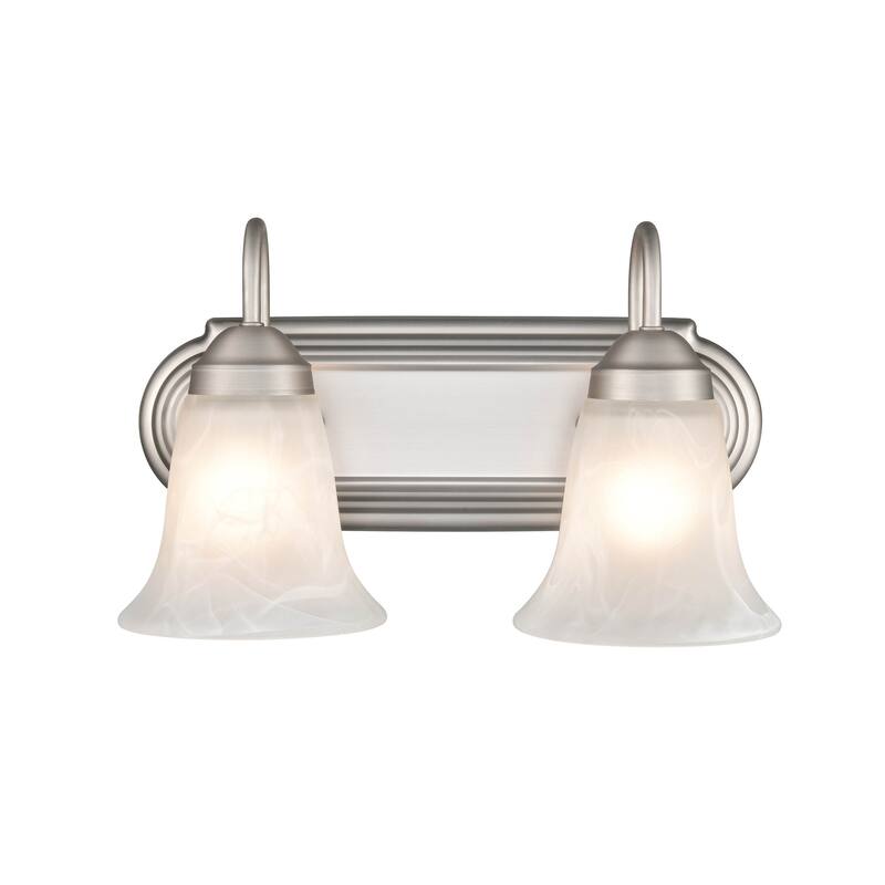 Millennium Lighting Metal 2 Light Vanity Fixture in Multiple Finishes with Frosted Glass Shades - Satin Nickel