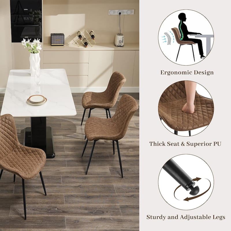 Upholstered Dining Chairs Set of 2, Mid Century Modern Armless Kitchen Chair