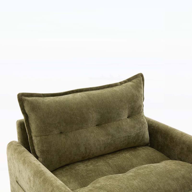 Swivel Barrel Chair - Mid Century Modern,Thick Padded,Metal Base
