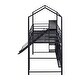 preview thumbnail 9 of 10, Playhouse Twin Size House Metal Loft Bed with Storage Iron Mesh Shelves and Slide