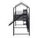 preview thumbnail 9 of 10, Twin Size House Metal Loft Bed with Iron Mesh Shelves, Slide & Storage Compartments, Sturdy Playhouse Bed for Kids' Room, Black