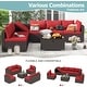 preview thumbnail 12 of 62, EROMMY 6/7 Piece Modular Outdoor Rattan Sofa Set, All-Weather Wicker Patio Furniture with Storage Table, Cushions & Pillows