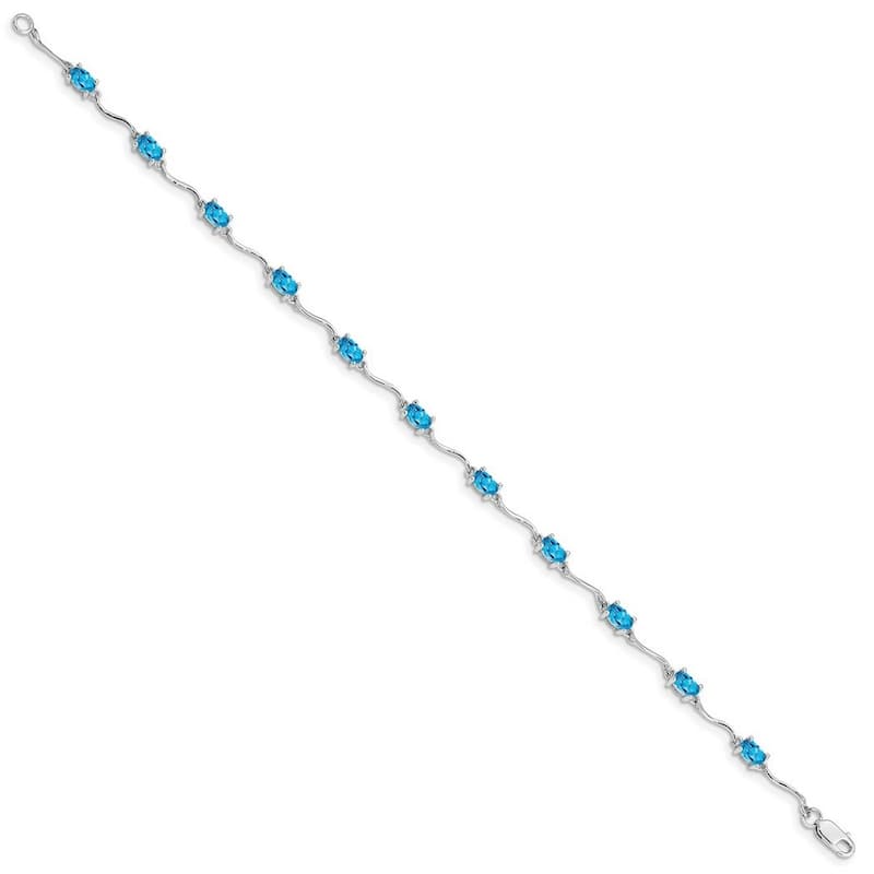 Curata 925 Sterling Silver Polished Lobster Claw Closure Blue Topaz Bracelet