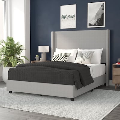 Upholstered Platform Bed with Channel Stitched Headboard