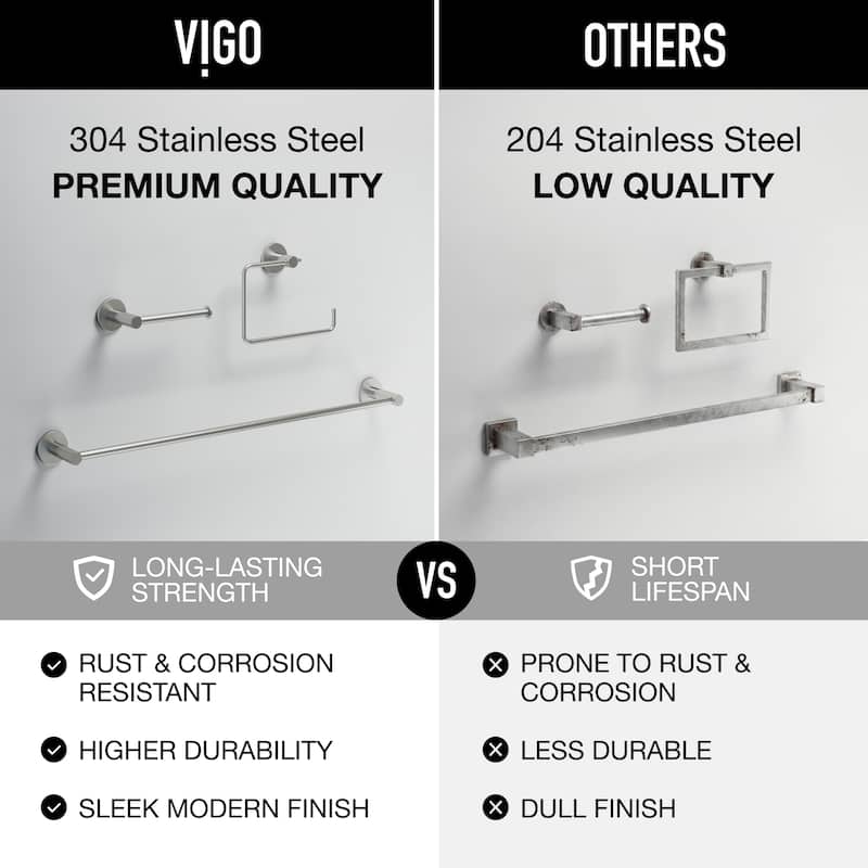 VIGO Cass 3-Piece Bathroom Hardware Accessory Set with 24 in. Towel Bar, Toilet Paper Holder, Hand Towel Holder