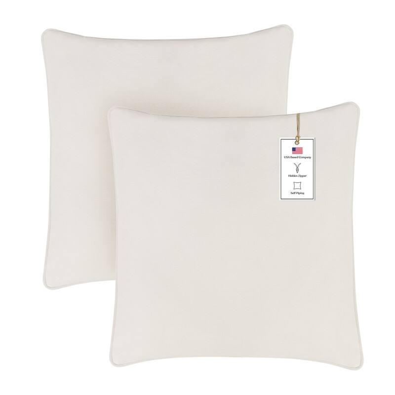 A1HC Set of 2 Luxurious Fine Soft Velvet Throw Pillow Covers Only, For Sofas, Beds, Vibrant Colors and Hidden Zipper - 18x18 Inches (Pack of 2) - Cream
