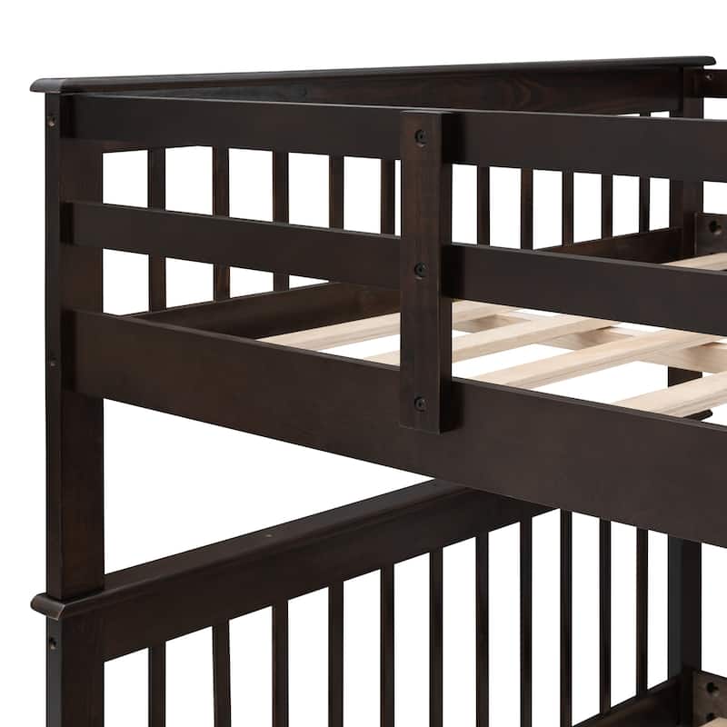 Stairway Bunk Bed with Trundle, Storage and Guard Rail