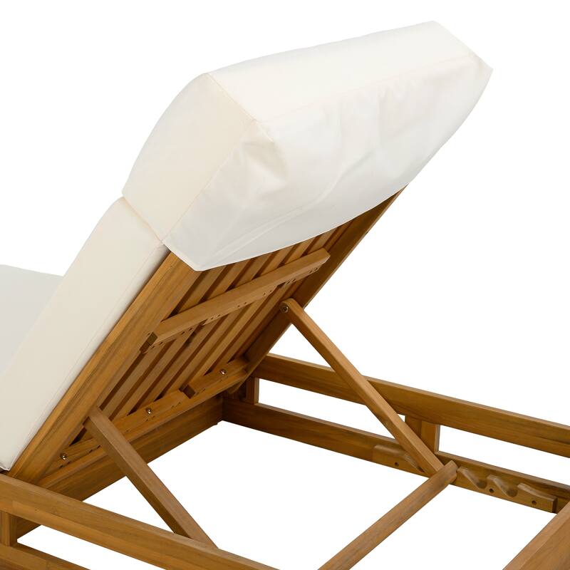 Christopher Knight Home- Leander Patio Acacia Wood Chaise Lounge Set
