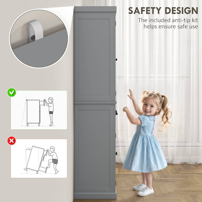 HOMCOM 72.5" Kitchen Pantry Cabinet, Traditional Freestanding Storage Cabinet with 4 Doors