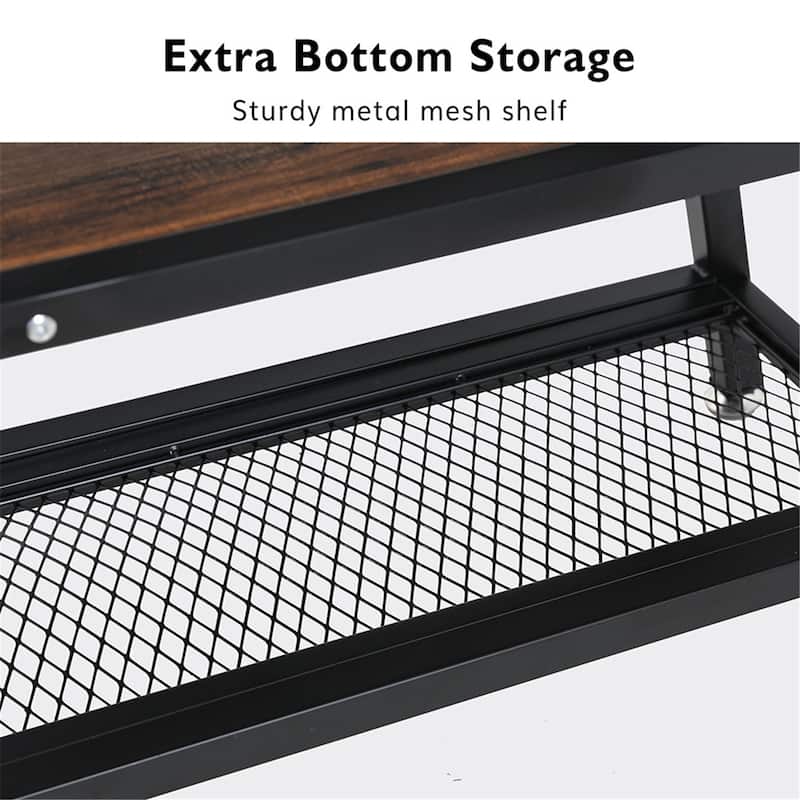 End Table, Side Table with 3-tier Storage Shelf