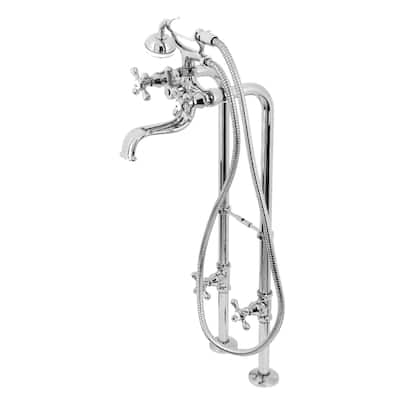Kingston Brass Freestanding Clawfoot Tub Faucet Package with Supply Line in Matte Black
