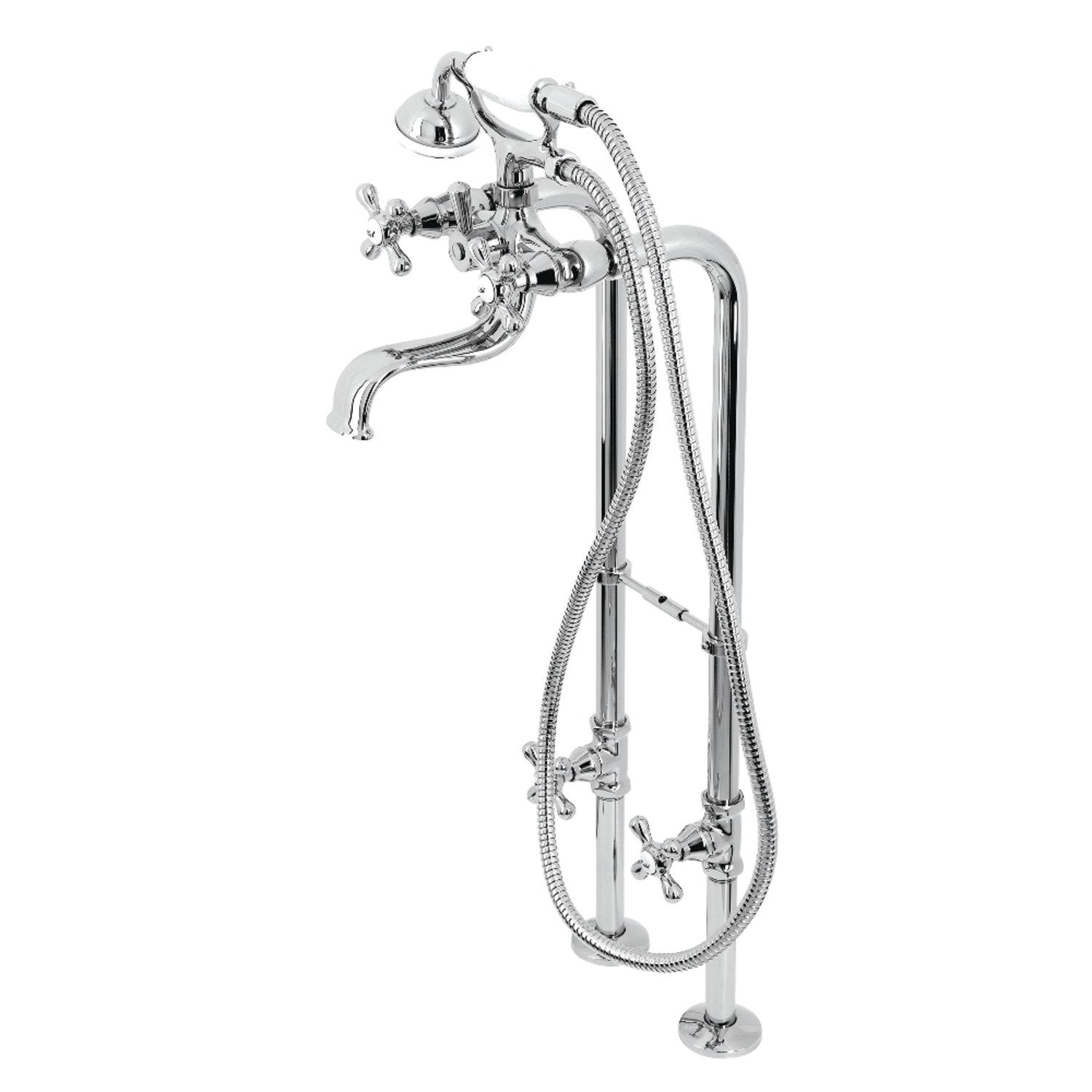 Kingston Brass Freestanding Clawfoot Tub Faucet Package with Supply Line in Matte Black