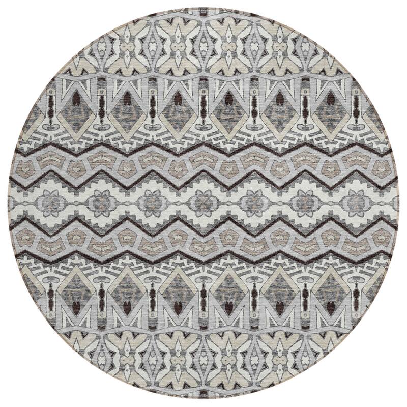 Machine Washable Indoor/ Outdoor Chantille Mosaic Global Rug