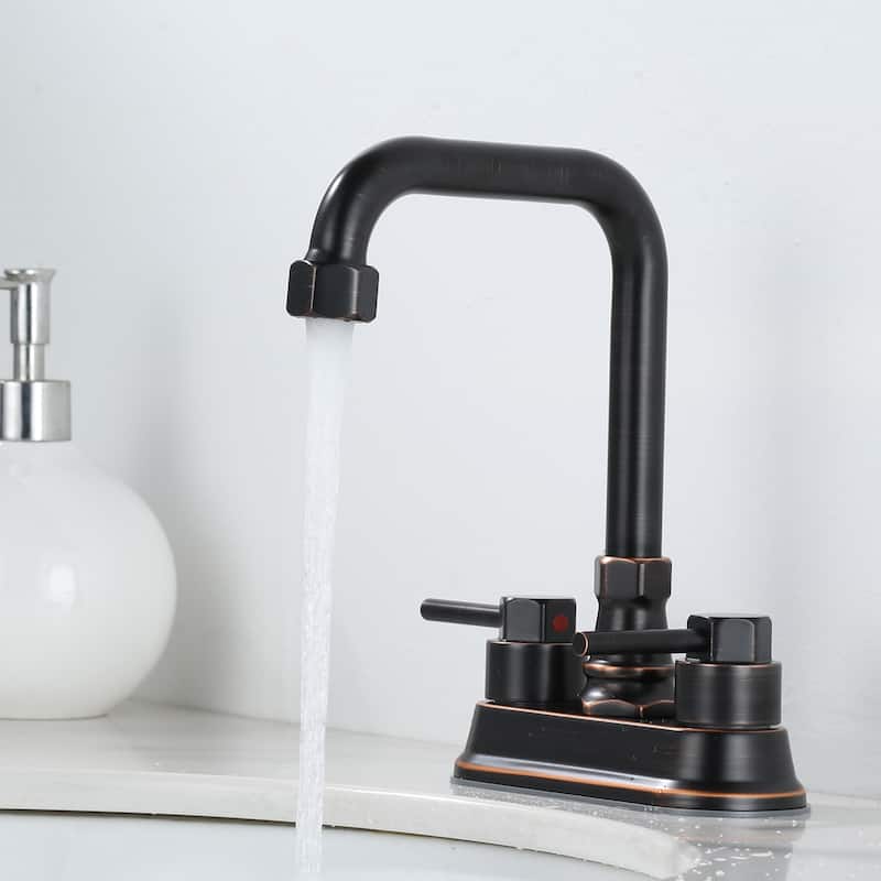 WOWOW 4 in. Centerset Double Handle High Arc Bathroom Faucet