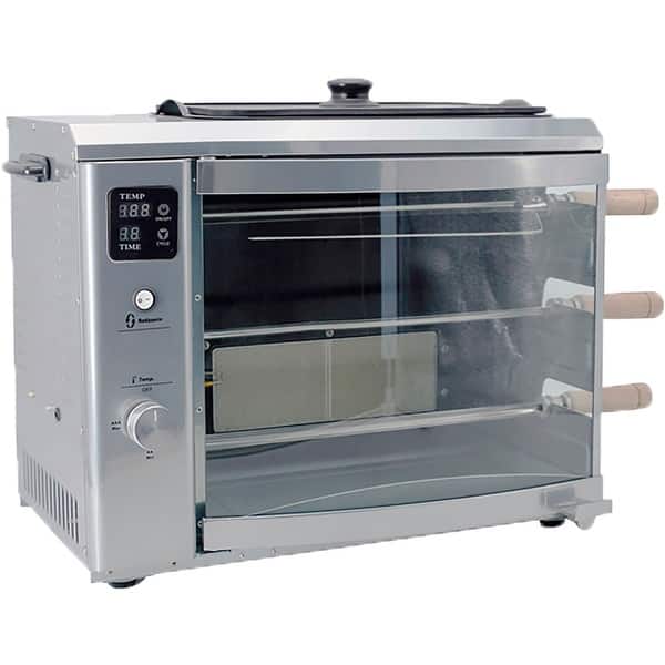 Brazilian Flame Brazilian Gas Rotisserie Grill 3 Skewers, Silver Bed