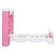 preview thumbnail 14 of 17, Castle-Shaped Twin Bed with Storage Shelf, Dreamy Kids' Platform Bed, White + Pink