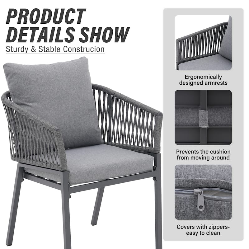 Outdoor 2 peice Aluminium Rope Dining Chairs