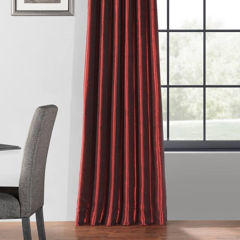Exclusive Fabrics Blackout Textured Faux Dupioni Silk Curtains (1 Panel) - Luxurious Elegance and Superior Light Control
