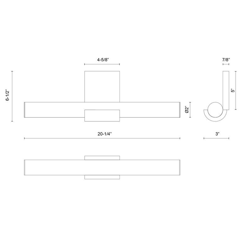 Alora Lighting WV353020 Apollo 20" Wide 3000K LED Bathroom Sconce