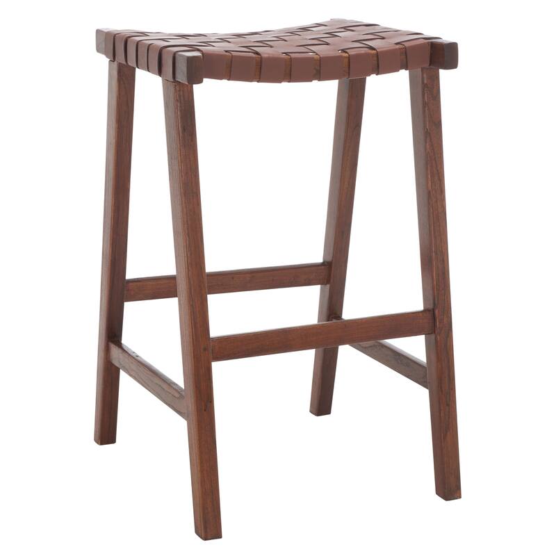 SAFAVIEH Remzija 30-inch Woven Leather Rectangle Bar Stool - 20" W x 19" D x 30" H