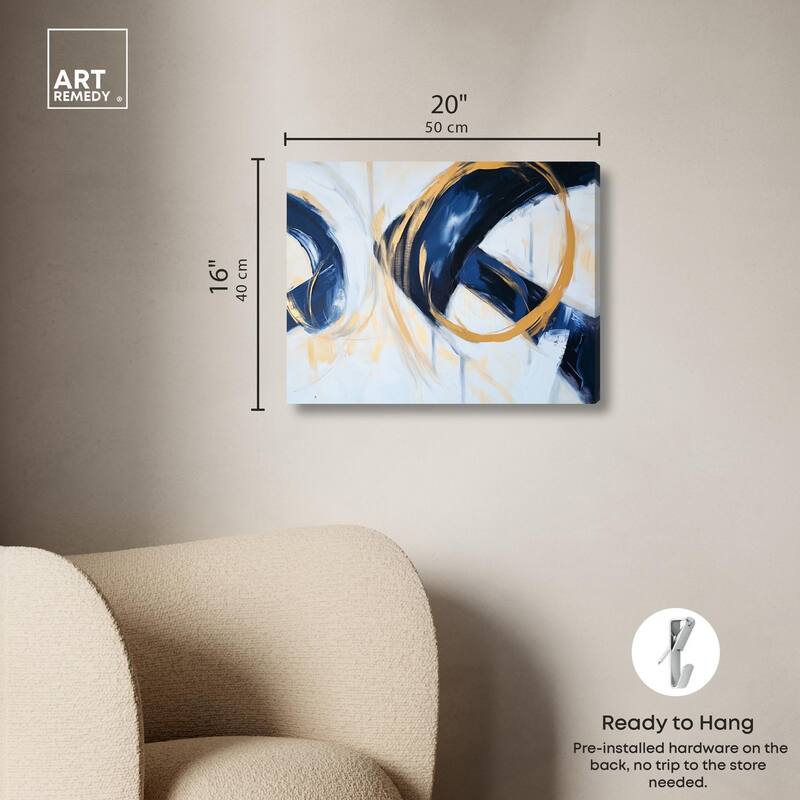 Navy and Gold Rings II Canvas by Art Remedy, Gallery Wrapped