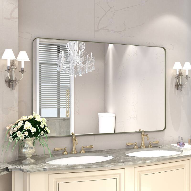 QuivaraView Rectangular Aluminum Framed Bathroom Vanity Mirror - 55" x 36" - Bronze