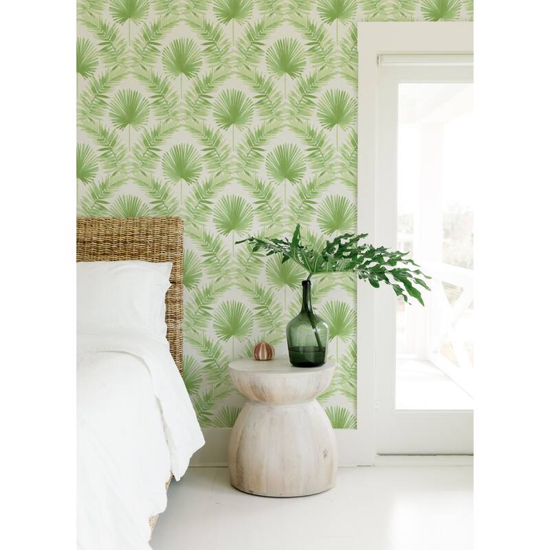 A-Street Prints Calla Green Painted Palm Wallpaper