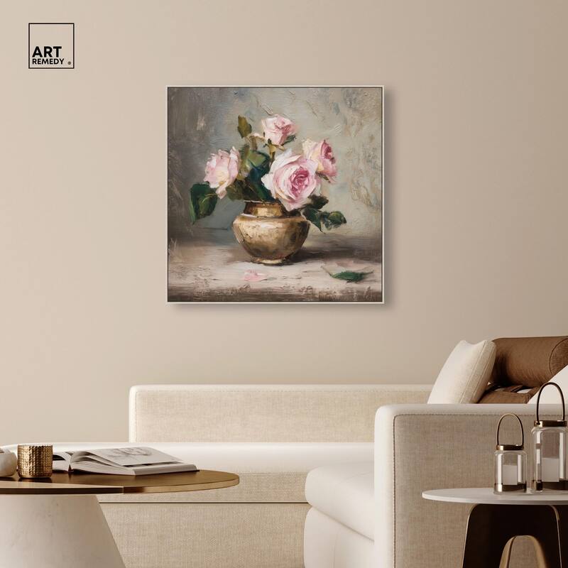 Pink Petals and Brass Canvas by Art Remedy